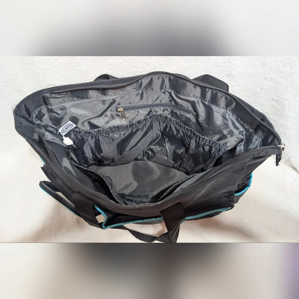Graco Smart Organizer System Tote Diaper Bag Gym Beach Travel Black Aqua Blue